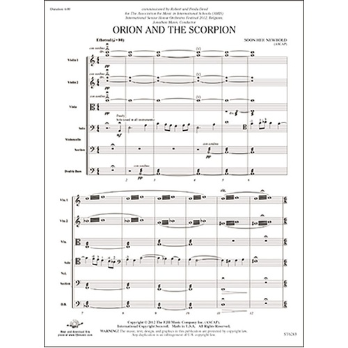 Orion and the Scorpion SO4.5 SC/PTS by Soon Hee Newbold, FJH Music Company, 1 Page