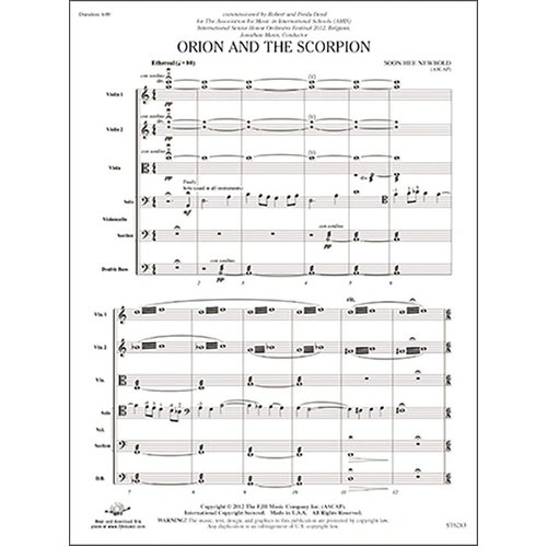 Orion and the Scorpion by Soon Hee Newbold, FJH Music Company, 1 page