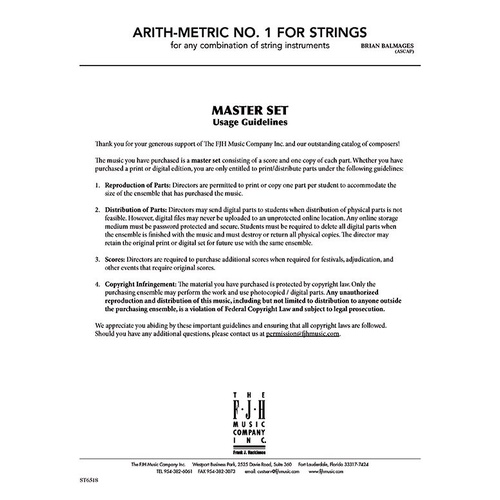 Arith-Metric No. 1 for Any Combination of Instruments by Brian Balmages, FJH Music Company, 1 Page