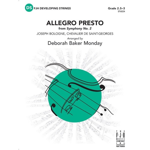 Allegro Presto from Symphony No. 2 by Chevalier de Saint-Georges for String Orchestra, Arranged by Deborah Baker Monday