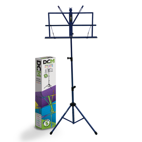DCM BS01-BL Music Stand Blue with Carry Bag, Adjustable Height 70-142 cm, Compact & Lightweight, Strong Tubular Frame, Tripod Base