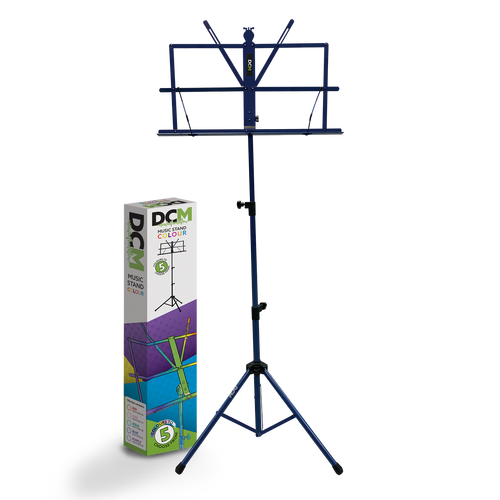 DCM BS01-BL Compact Music Stand Blue with Carry Bag, Adjustable Height 70-142 cm, Tripod Base, Foldable, Lightweight