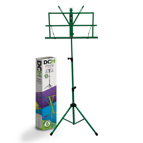DCM BS01-GR Compact Green Music Stand with Carry Bag, Adjustable Height 70-142 cm, Lightweight Tubular Frame, Tripod Base, Foldable