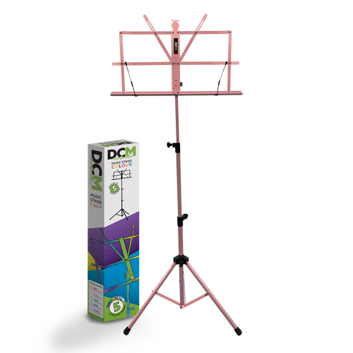DCM BS01-PK Music Stand Pink with Carry Bag, Adjustable Height 70-142 cm, Lightweight, Foldable, Strong Tubular Frame