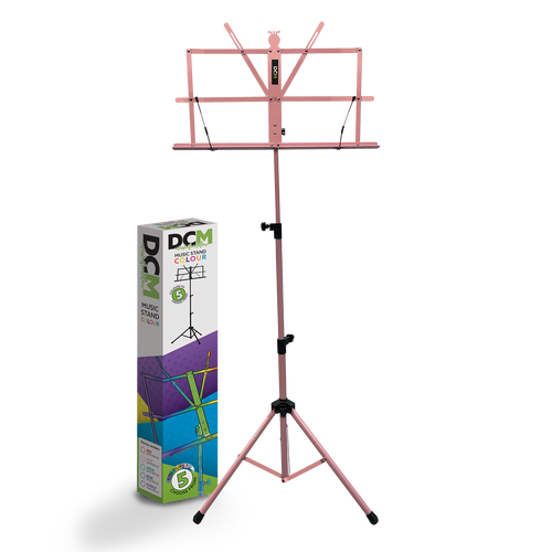 DCM BS01-PK Compact Pink Music Stand with Carry Bag, Adjustable Height 70-142 cm, Lightweight Tripod Base, Foldable Design