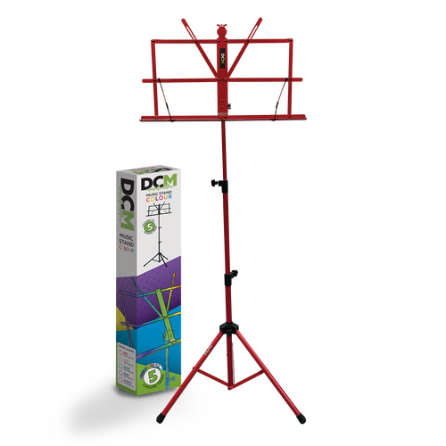 DCM BS01-RD Music Stand Red with Carry Bag, Height Adjustable 70-142 cm, Foldable Tripod Base, Compact and Lightweight