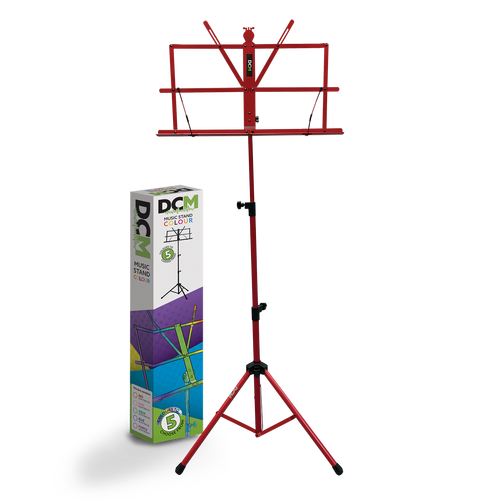 DCM BS01-RD Compact Lightweight Music Stand with Carry Bag, Height 70-142 cm, Foldable, Strong Tubular Frame, Tripod Base, Page Stays