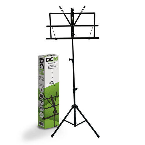 DCM BS01 Music Stand with Carry Bag - Lightweight, Foldable, Adjustable Height 70-142 cm, Strong Tubular Frame, Tripod Base, Includes Display Box