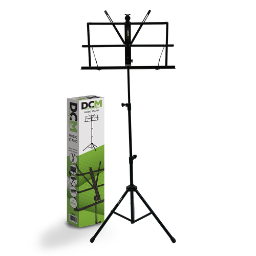 DCM BS01 Music Stand Black with Carry Bag, Compact and Lightweight, Adjustable Height 70-142 cm, Tripod Base, Foldable Design