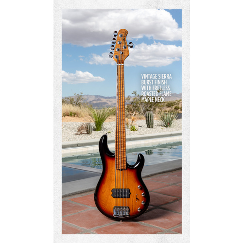 Ernie all Music Man StingRay 5 Special BFR Fretless 5 String Bass Vintage Sierra Burst