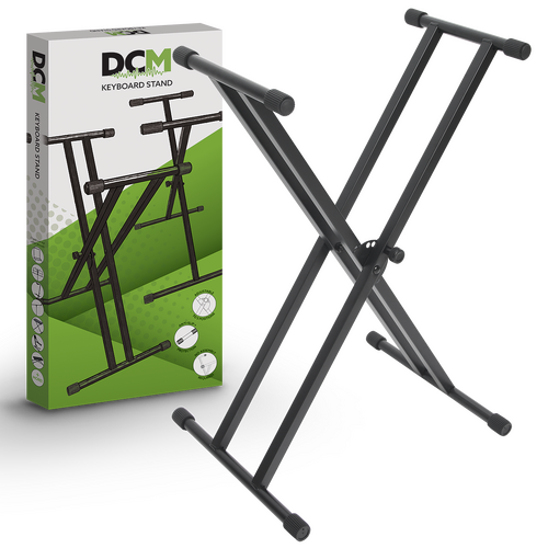 DCM STKXW-D02 Double Braced Keyboard Stand - Pre-assembled, Black X Brace, Rubber Ends