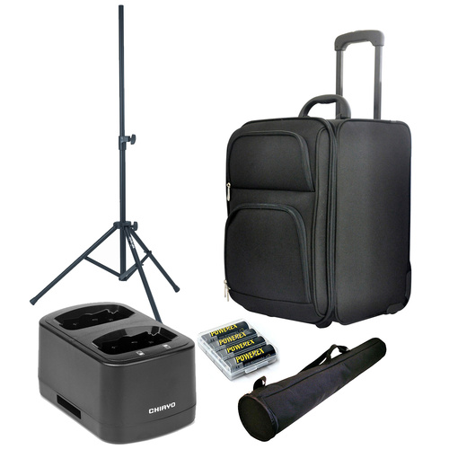 Chiayo STPACKDLX Deluxe Accessory Pack: TB-81A Trolley, HC92, 4x 2700mAh AA Batteries, S/226 Stand & SB45 Bag to suit Stage system