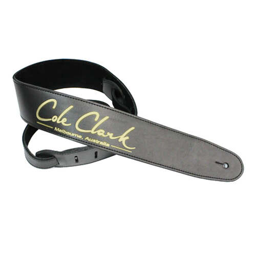 Cole Clark STRAP-L-BLK 2.5" Leather Strap - Black w/ Gold