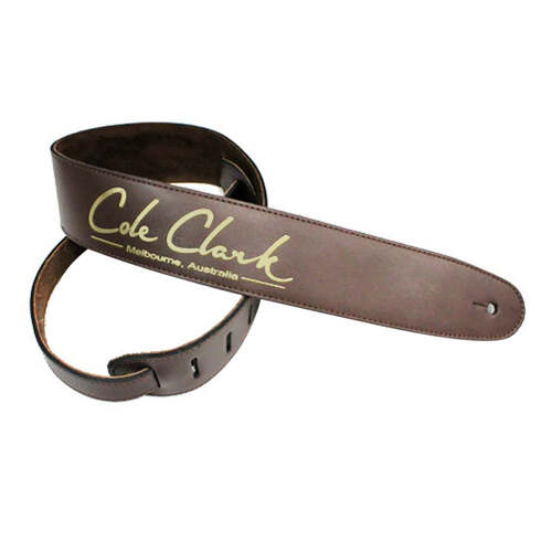 Cole Clark - Leather Guitar Strap - Saddle Brown w/ Gold