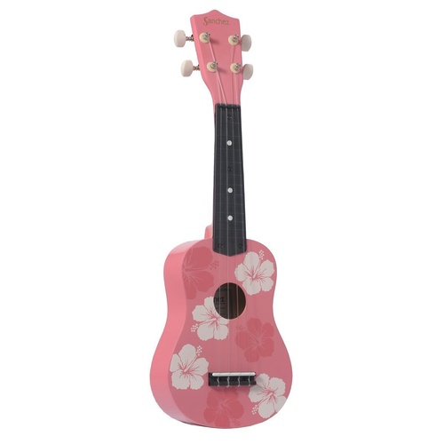Sanchez 'Hawaiian' Soprano Ukulele (Pink Hibiscus)