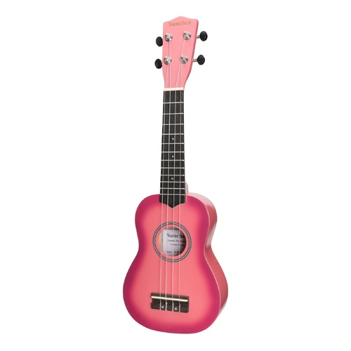 Sanchez Colourburst Series Soprano Ukulele with Gig Bag - Pinkburst