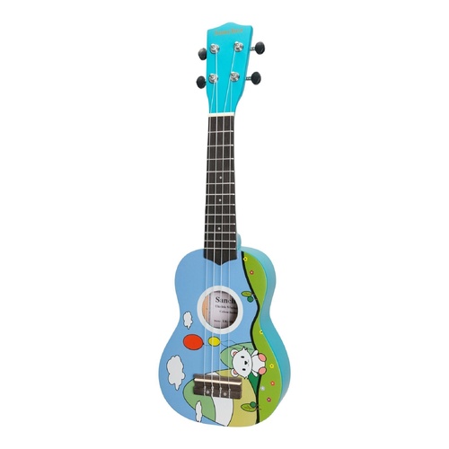 Sanchez Friendly Folk Soprano Ukulele Blue/Balloon Bear with Gig Bag