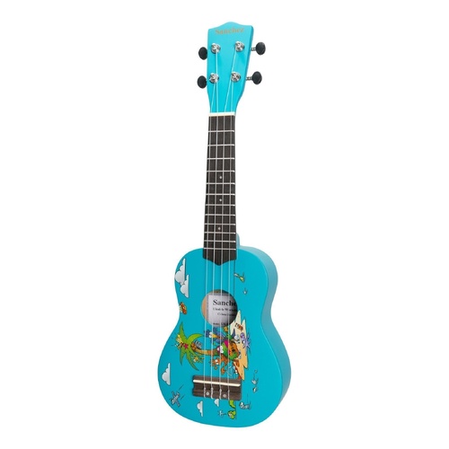 Sanchez Friendly Folk Soprano Ukulele - Blue Island Party with Gig Bag