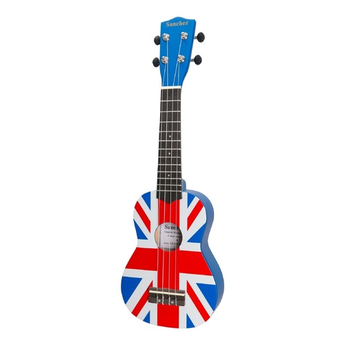 Sanchez Friendly Folk Soprano Ukulele Blue UK Flag with Gig Bag