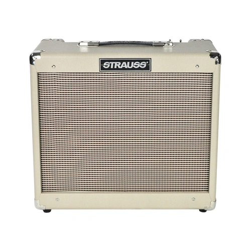 Strauss SVT-20R 20W Cream Combo Valve Amplifier with Reverb, 1x12 Speaker, Spring Reverb, Electro-Harmonix Tubes, Footswitchable Boost