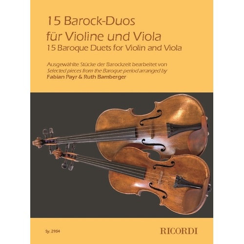 15 Baroque Duets For Violin And Viola Softcover Book (Viola|Violin)