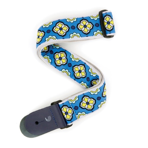 Latin Tile Art Guitar Strap, Blue - by D'Addario
