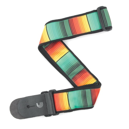 2 Inch Guitar Strap, Latin Blanket Stripe - Jamaica, by D'Addario