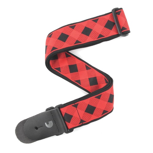 2 Inch Guitar Strap, Buffalo Check - Red, by D'Addario