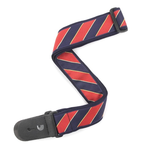 2 Inch Guitar Strap, Tie Stripes - Blue & Red, by D'Addario