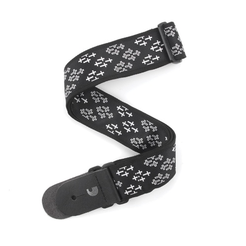 2 Inch Guitar Strap, Cross Print - Black & White, by D'Addario