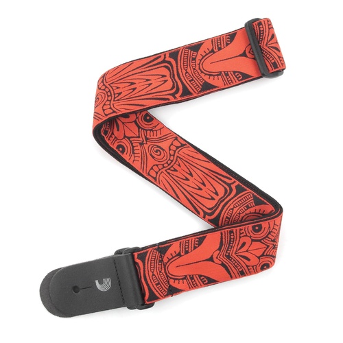 2 Inch Guitar Strap, Tiki Mask - Red, by D'Addario