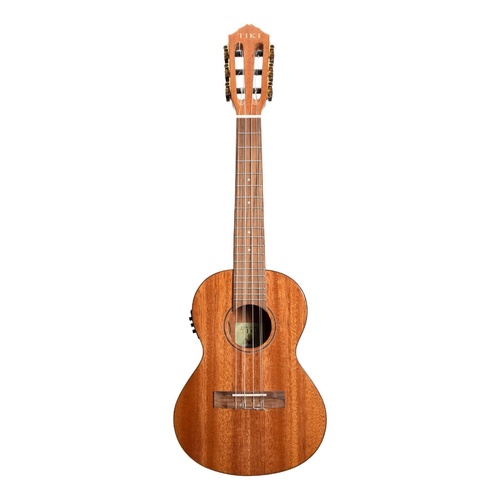 Tiki 6 String Solid Mahogany Top Electric Ukulele with Soft Case (Natural Gloss)