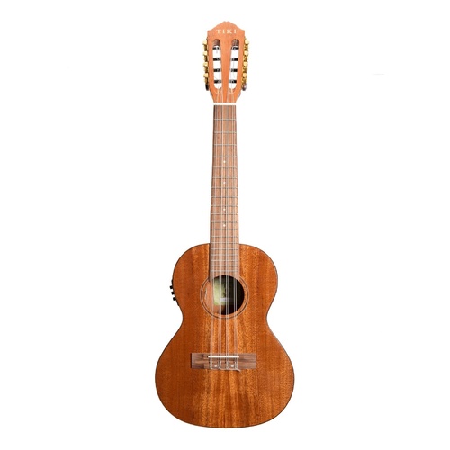 Tiki 8 String Solid Mahogany Top Electric Ukulele with Soft Case (Natural Gloss)