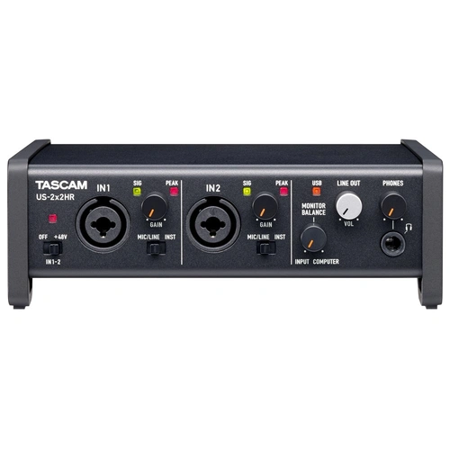 Tascam US-2x2HR USB-C Audio Interface, 2-In/2-Out, 192 kHz, MIDI Ports, Loopback Function, Direct Monitoring, Compatible with iOS/DAW