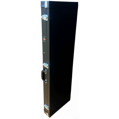 Torque Wooden Rectangular Bass Guitar Case with Plush Interior and Storage Compartment in Black Finish
