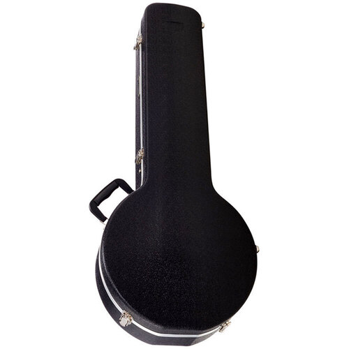 Torque Deluxe Molded ABS Banjo Case with Plush Interior and Storage Compartment, Lockable Latch, Black Finish