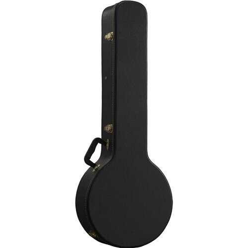 Torque Deluxe Wooden Banjo Case - Black Finish, Multi-Ply Construction, Plush Interior, Lockable, Padded Handle, Triple Chrome-Plated Hardware