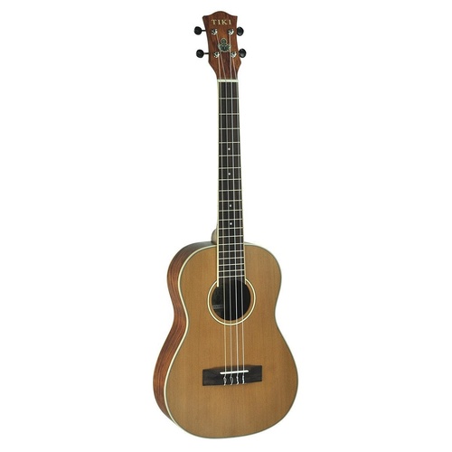 Tiki 7 Series Cedar Solid Top Baritone Ukulele with Hard Case TCB-7-NST Natural Satin