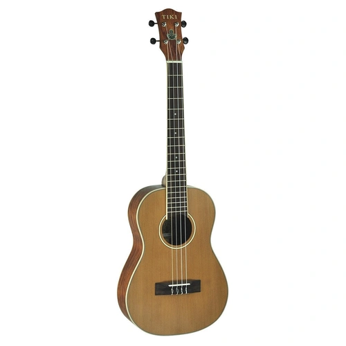 Tiki 7 Series TCB-7-NST Cedar Solid Top Baritone Ukulele with Hard Case - Natural Satin