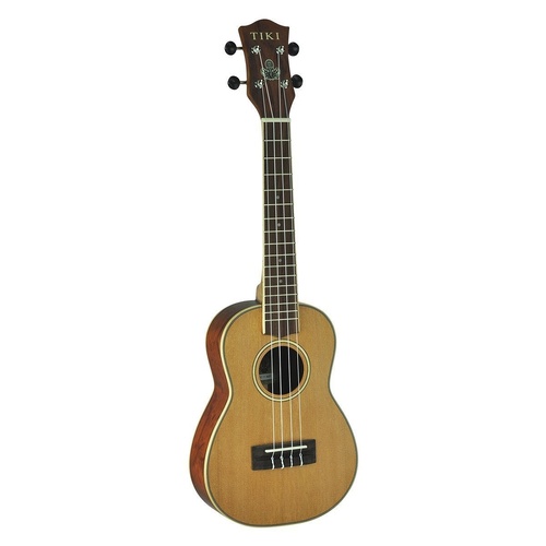 Tiki 7 Series Cedar Solid Top Concert Ukulele with Hard Case Natural Satin TCC-7-NST