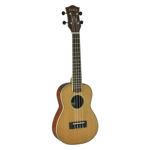 Tiki 7 Series Cedar Solid Top Concert Ukulele with Hard Case Natural Satin TCC-7-NST