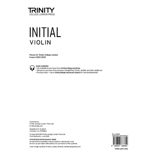 Trinity Violin Exam Pieces 2020-2023 Initial Violin Part