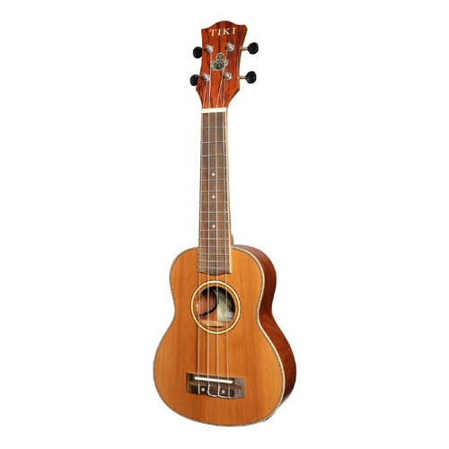 Tiki 7 Series Cedar Solid Top Electric Soprano Ukulele with Deluxe Hard Case Natural Satin