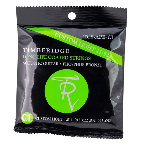 Timberidge Custom Light Phosphor Bronze Acoustic Guitar Strings 11-52 Long Life Coated