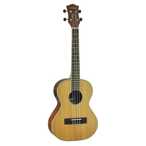 Tiki '7 Series' Cedar Solid Top Electric Tenor Ukulele with Hard Case (Natural Satin)