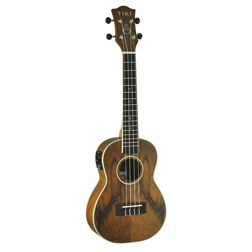Tiki TDC-4P-NST '4 Series' Daowood Electric Concert Ukulele with Gig Bag Natural Satin