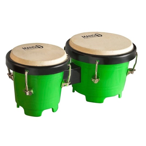 Mano Percussion Mini Bongo Drums, 4.5 & 5 Inch Tunable Heads Green