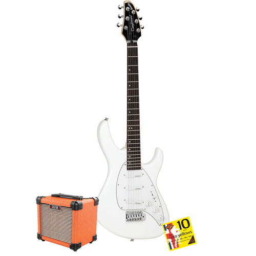 Tanglewood Baretta Arctic White Gloss Electric Guitar with Aroma 10W Orange Amp & Bonus R10 strings (TE2AWOR-P)