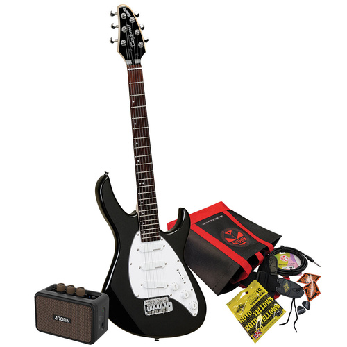 Tanglewood Baretta Black Gloss Electric Guitar with Aroma 5W Amp & Accessories (TE2BK-PACK)