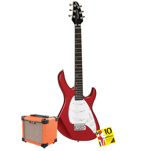 Tanglewood Baretta Candy Apple Red Gloss Electric Guitar with Aroma 10W Orange Amp & Bonus R10 strings (TE2CROR-P)